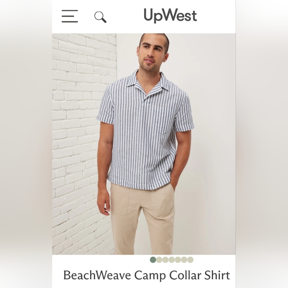 Upwest Beachweave Camp Collar Shirt- Cotton / Linen blend